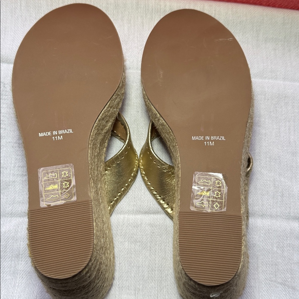 NWOT! Jack Rogers Metallic Gold Wedge Sandals - Picture 6 of 7